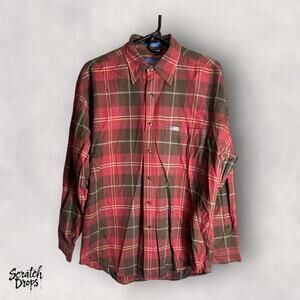 Pendleton Vintage Plaid Shirt Mens Medium Fits Large V08 Long Sleeve Button Down